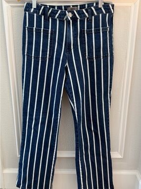 Kut from the Kloth Navy & White Vertical Stripe Straight Jeans